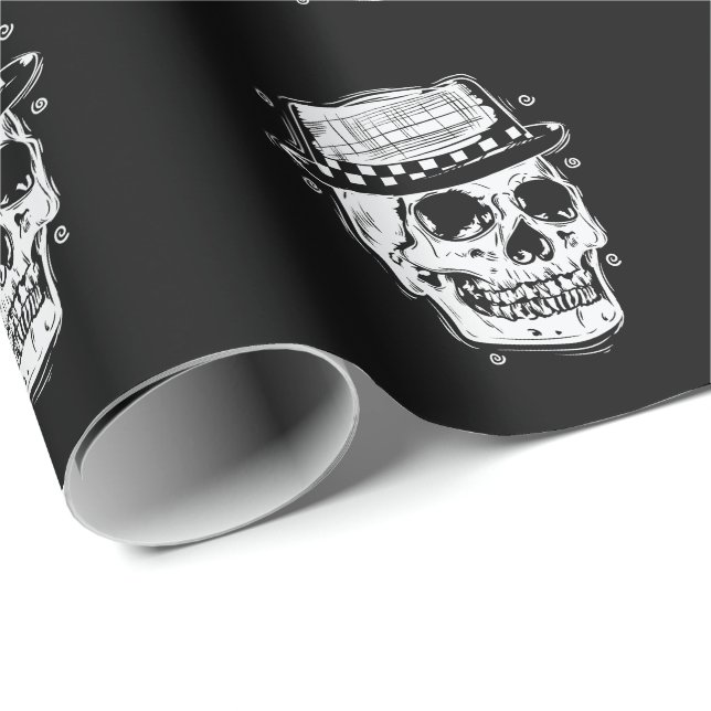 Ska Totenkopf mit Hut Jazz Musikstil Wrapping Paper (Roll Corner)