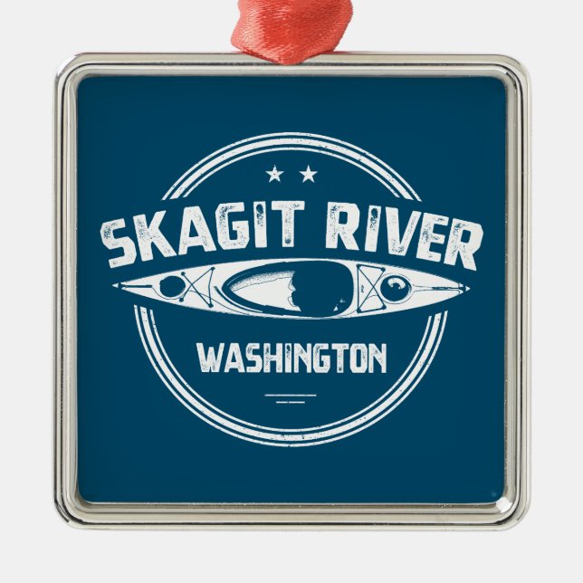 Skagit River Washington Kayaking Metal Tree Decoration (Front)