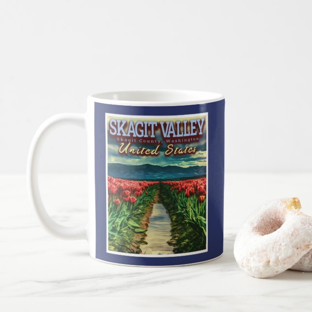 SKAGIT VALLEY - TULIP FIELDS - SKAGIT WASHINGTON COFFEE MUG (With Donut)