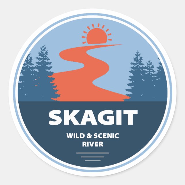 Skagit Wild And Scenic River Washington Classic Round Sticker (Front)
