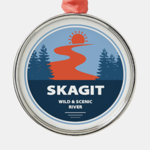 Skagit Wild And Scenic River Washington Metal Tree Decoration
