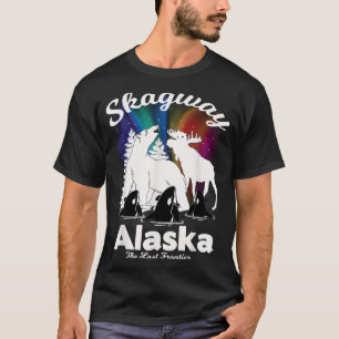Skagway Alaska Aurora Borealis Bear Orca Moose Kee T-Shirt
