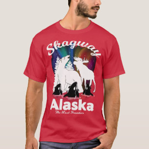 Skagway Alaska Aurora Borealis Bear Orca Moose Kee T-Shirt