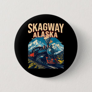 Skagway Alaska Steam Train Gateway Klondike 6 Cm Round Badge