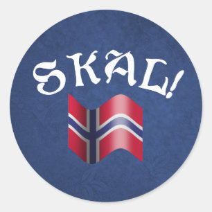 Skal Norwegian Flag Norway Drinking Toast Classic Round Sticker
