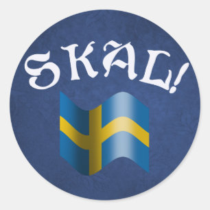 Skal Swedish Flag Toast from Sweden Classic Round Sticker