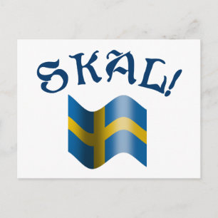Skal Swedish Flag Toast from Sweden Postcard