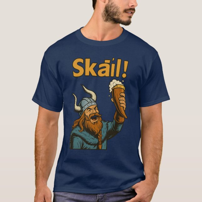 Skål! – Viking Ale Toast Retro Comic Art T-Shirt (Front)