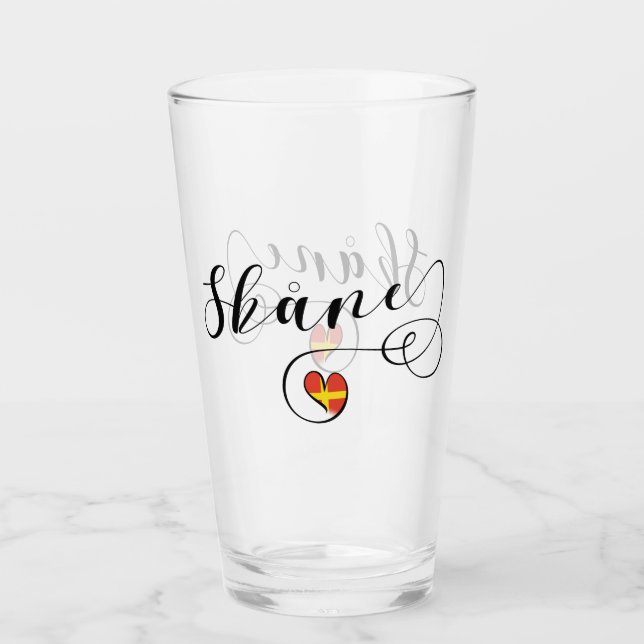 Skåne Flag Heart, Sweden, Scania Glass (Front)