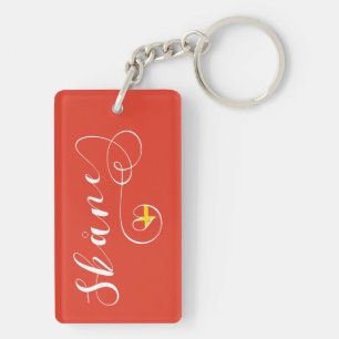 Skåne Flag Heart, Sweden, Scania Key Ring