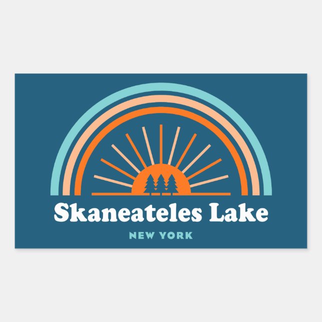 Skaneateles Lake New York Rainbow Rectangular Sticker (Front)