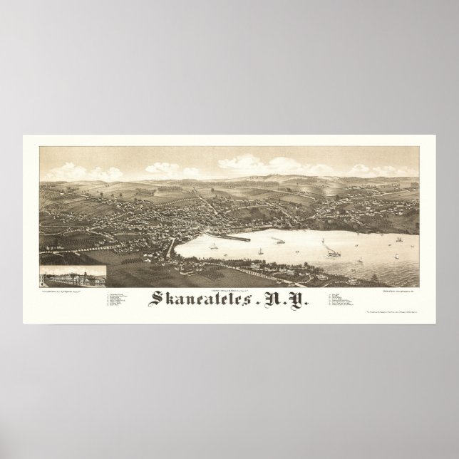 Skaneateles, NY Panoramic Map - 1884 Poster (Front)