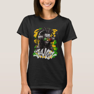 Skanking Rastaman with Headphones Graffiti Style R T-Shirt