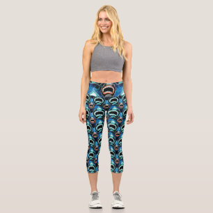 Skark Mania Funny Cartoon Illustration Capri Leggings