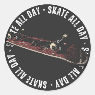 Skate All Day Classic Round Sticker