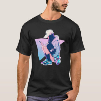 Skate and Scroll - Cool Skater Girl T-Shirt