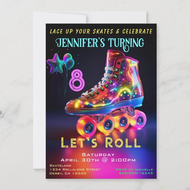 Skate Birthday Party Invitation (Front)