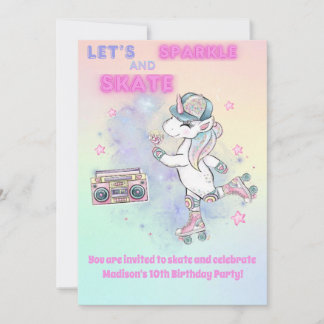 Skate Birthday Party Invitation Front & Back Print