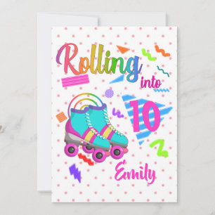 Skate Birthday Rolling Into Matching Birthday Girl Invitation