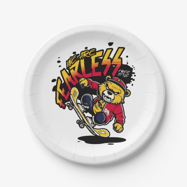 Skate Board Free Style Paper Plate (Front)
