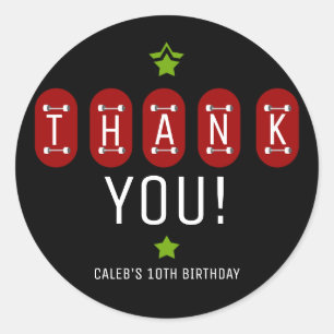 Skate Boarder Skateboard Birthday Party Favour Classic Round Sticker