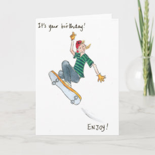 Skate-boarding Boy Birthday Card