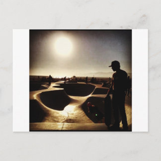 skate boarding in hollywood postcard