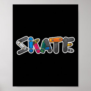 Skate Boys Skateboard Skateboarding Gift Boys Girl Poster