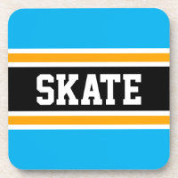 SKATE Bright Sky Blue Yellow Black Hockey Stripes