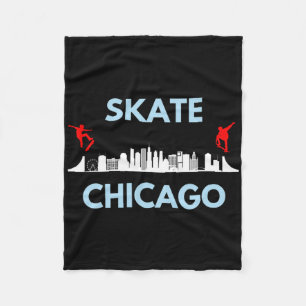 Skate Chicago Il Skateboarding Fans Chicago Skylin Fleece Blanket