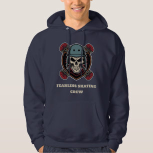 Skate Crew Skull Emblem Punk Skater Badge Art Hoodie