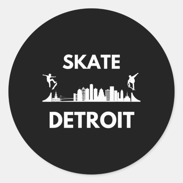 Skate Detroit Mi Skateboarding Fans Detroit Skylin Classic Round Sticker (Front)