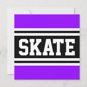 SKATE Fun Bright Purple Black White Racing Stripes Announcement