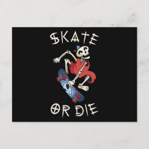 Skate gold die Grim Reaper Skeleton Skateboarder Postcard