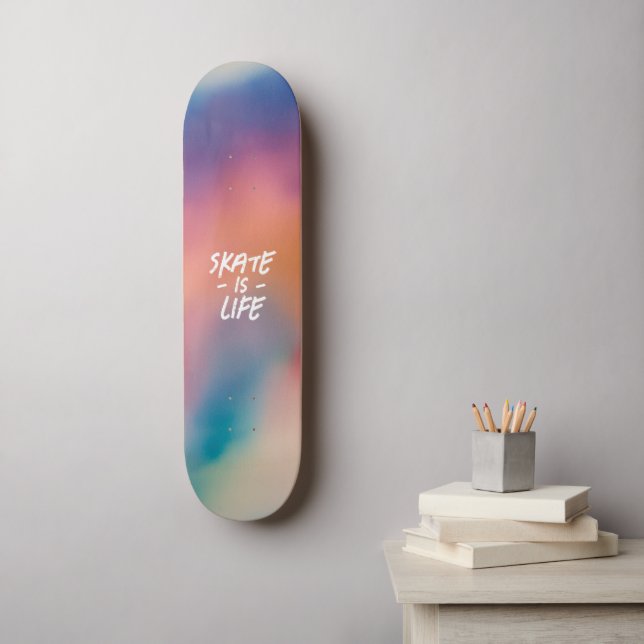 Skate is Life Watercolor Glow Skateboard (Wall Art)