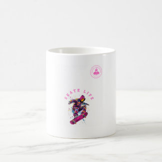 Skate Life Pink Happy Hoodie in White Coffee Mug