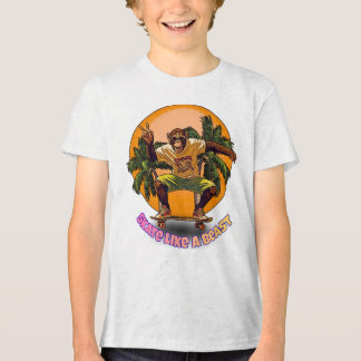 Skate Like a Beast Cool Chimpanzee Skater Design Tri-Blend Shirt