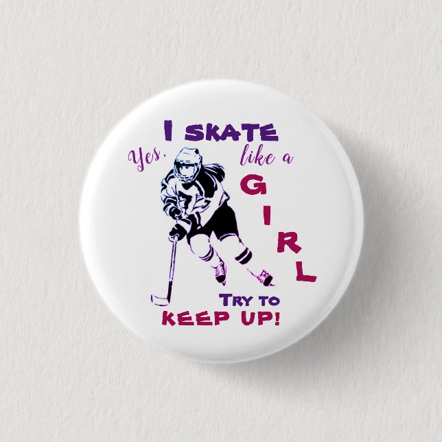 Skate Like A Girl button, purple 3 Cm Round Badge (Front)