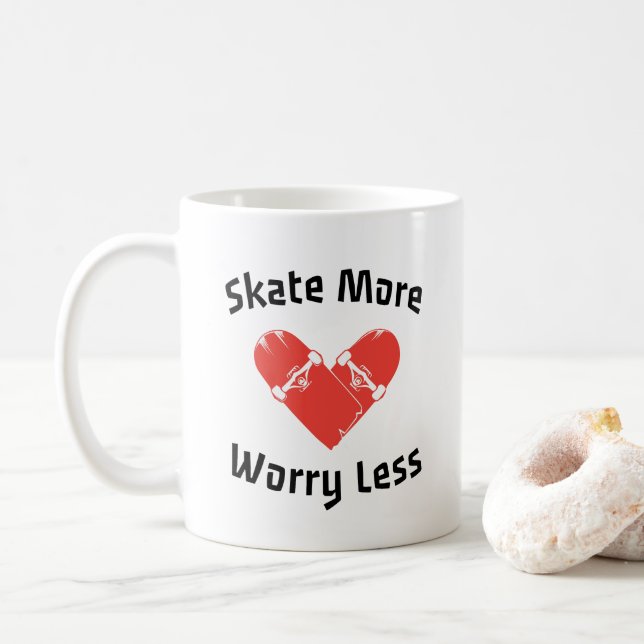  Skate More Worry Less - Funny Skating Coffee Mug (With Donut)