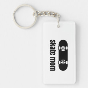 skate mum black white keychain