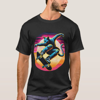 Skate neon Cat  T-Shirt