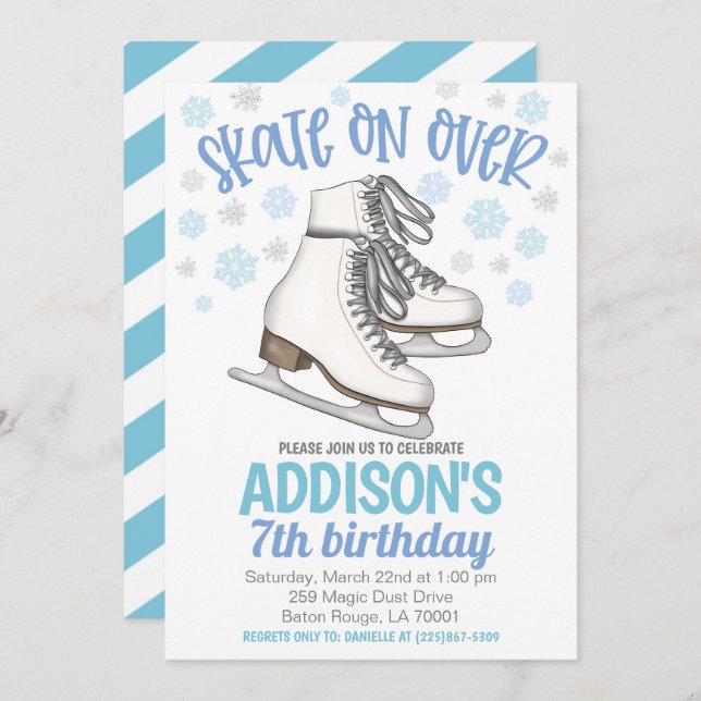 Skate on Over Ice Skate Birthday Invitation (Front/Back)