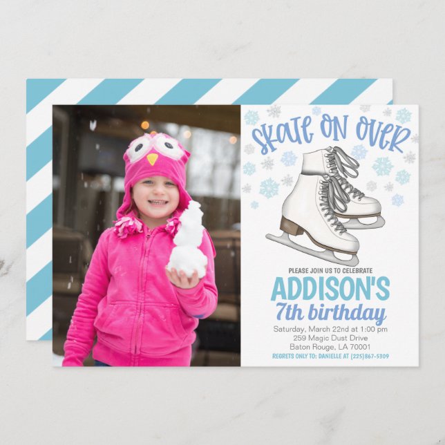Skate on Over Ice Skating Photo Invitation (Front/Back)