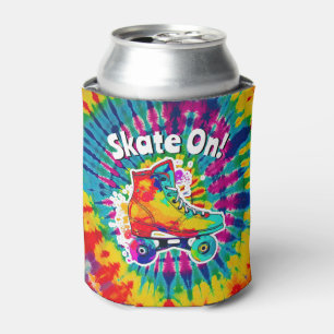 Skate On Roller Skating Rink Tie Dye Hippie Can Cooler