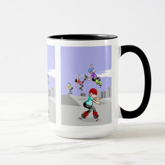 Skate on young wheels jumping in the incline mug