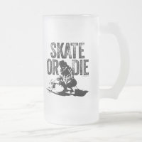Skate Or Die (Hockey) Frosted Glass Beer Mug