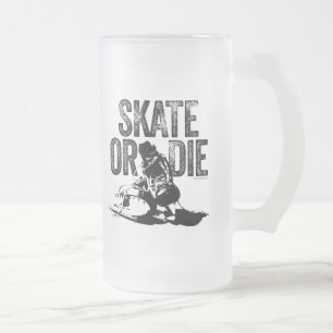 Skate Or Die (Hockey) Frosted Glass Beer Mug