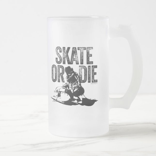 Skate Or Die (Hockey) Frosted Glass Beer Mug (Right)