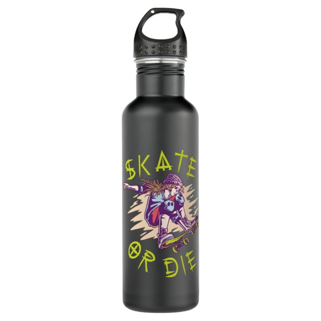 Skate or die Skateboarder Girl 710 Ml Water Bottle (Front)