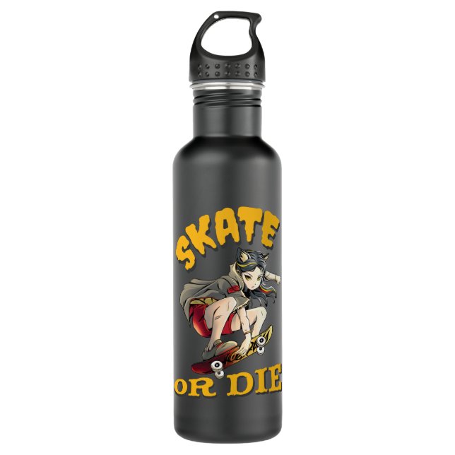 Skate or die Skateboarder Girl 710 Ml Water Bottle (Front)